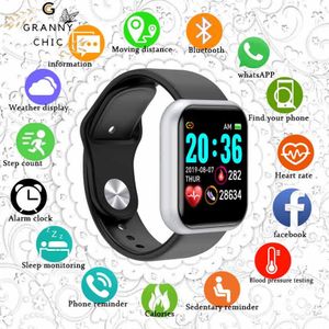 Bluetooth Smart Watches Men Waterproof Sport Fitness Tracker Smart Bracelet Blood Pressure Heart Rate Monitor Y68 Smartwatch-Grey