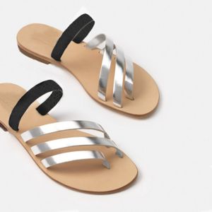 JGeTters The Capriana Silver And Black Ladies Sandals Slippers