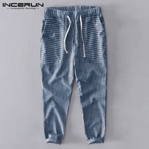 Striped Nine-breeches For Men Casual Pants - Navy Blue