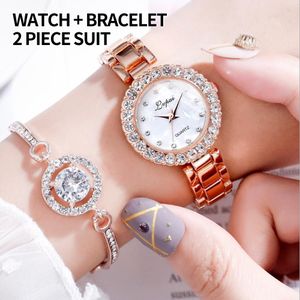 Lvpai Rhinestone Women's Quartz Wristwatch + Fashion Bracelet