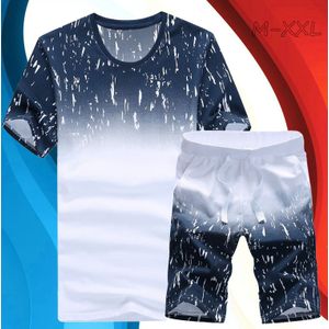 2Piece Set Men's Short Sleeve T-Shirt & Shorts Set - Navy