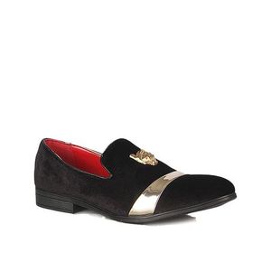 Men's Velvet Top Slip-on Dress Shoes/Loafers - Black/Gold