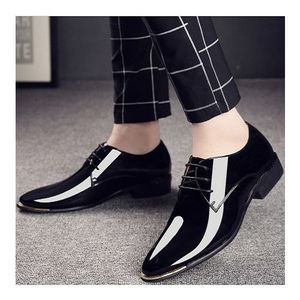 Varrati Mens Italian Style Patent Leather Shoes Black Size 41-46