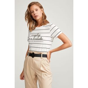 Defacto Woman Ecru Regular Fit Short Sleeve T-Shirt R0417AZ-ER105