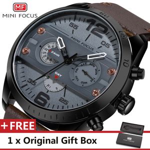 Mini Focus Fashion Sport Watch Men Quartz Watches Male Wristwatch Brown