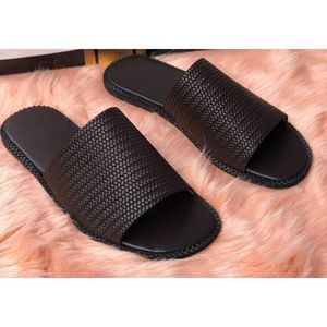 Men's Basket Leather Slippers - Black