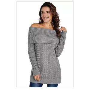 Emfed Gray Fold Over Poncho Style Sweater