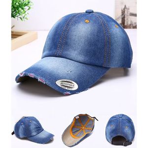 Ripped Jeans Designer Baseball Face Cap Hat- Blue