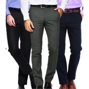 3 In 1 Quality Mens Chinos Trousers- Black + Navy Blue + Ash