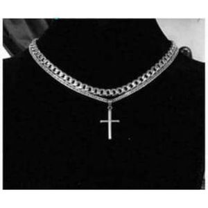 Cuban Link Chain With Cross Pendant Silver