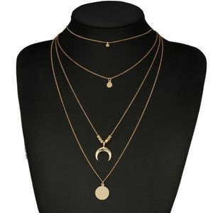 Women Vintage Multi-layer Jewelry Moon Necklace..