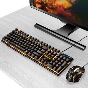 Monochrome Yellow LED Wired Gaming Keyboard & Mouse Combos